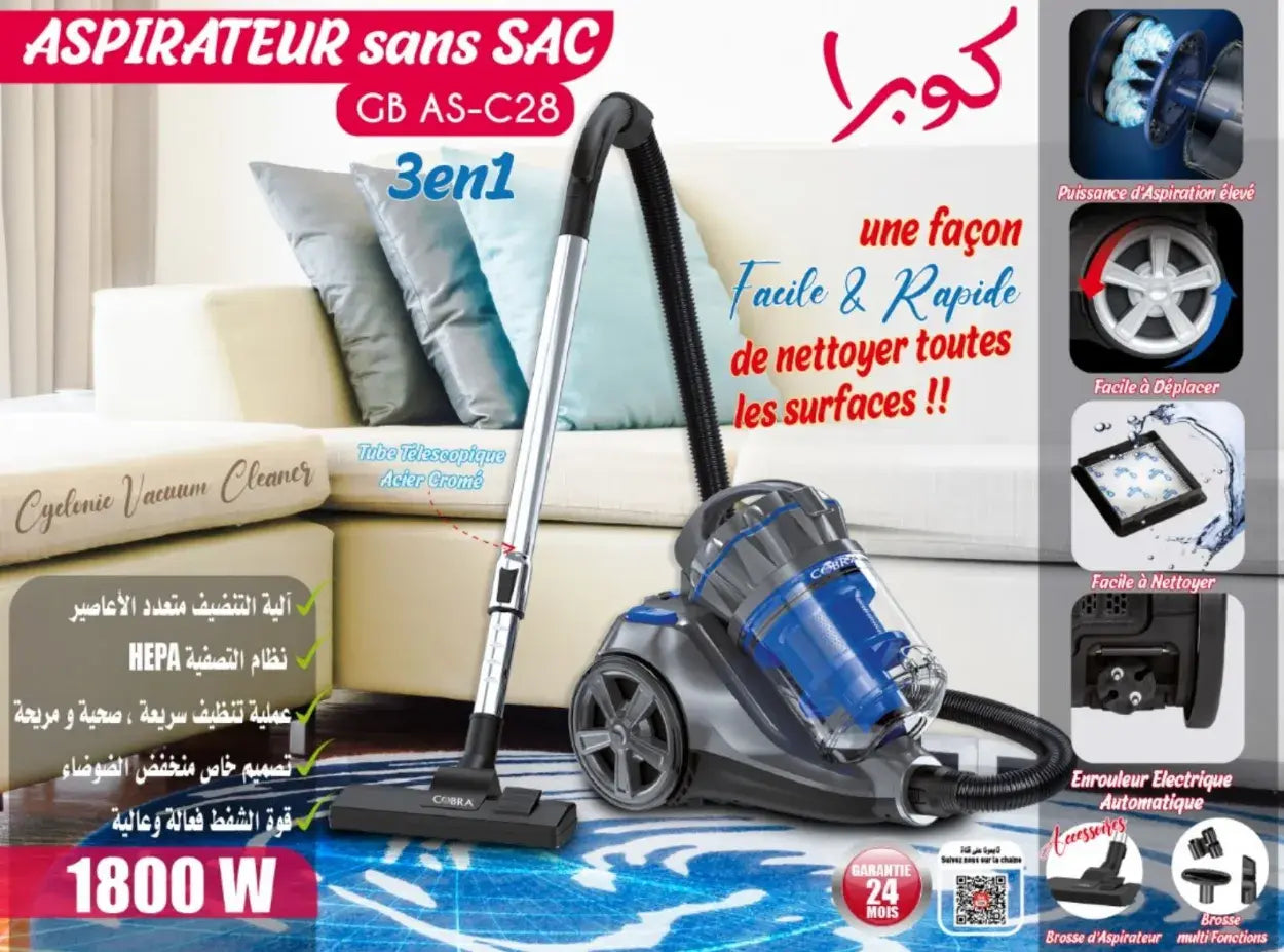 Aspirateur 1800 watt COBRA C28