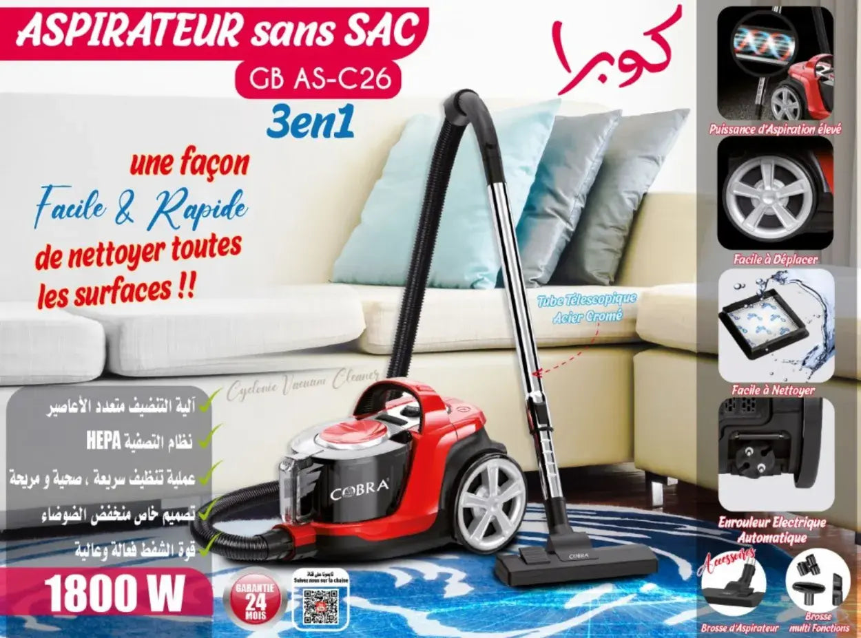 Aspirateur 1800 watt COBRA