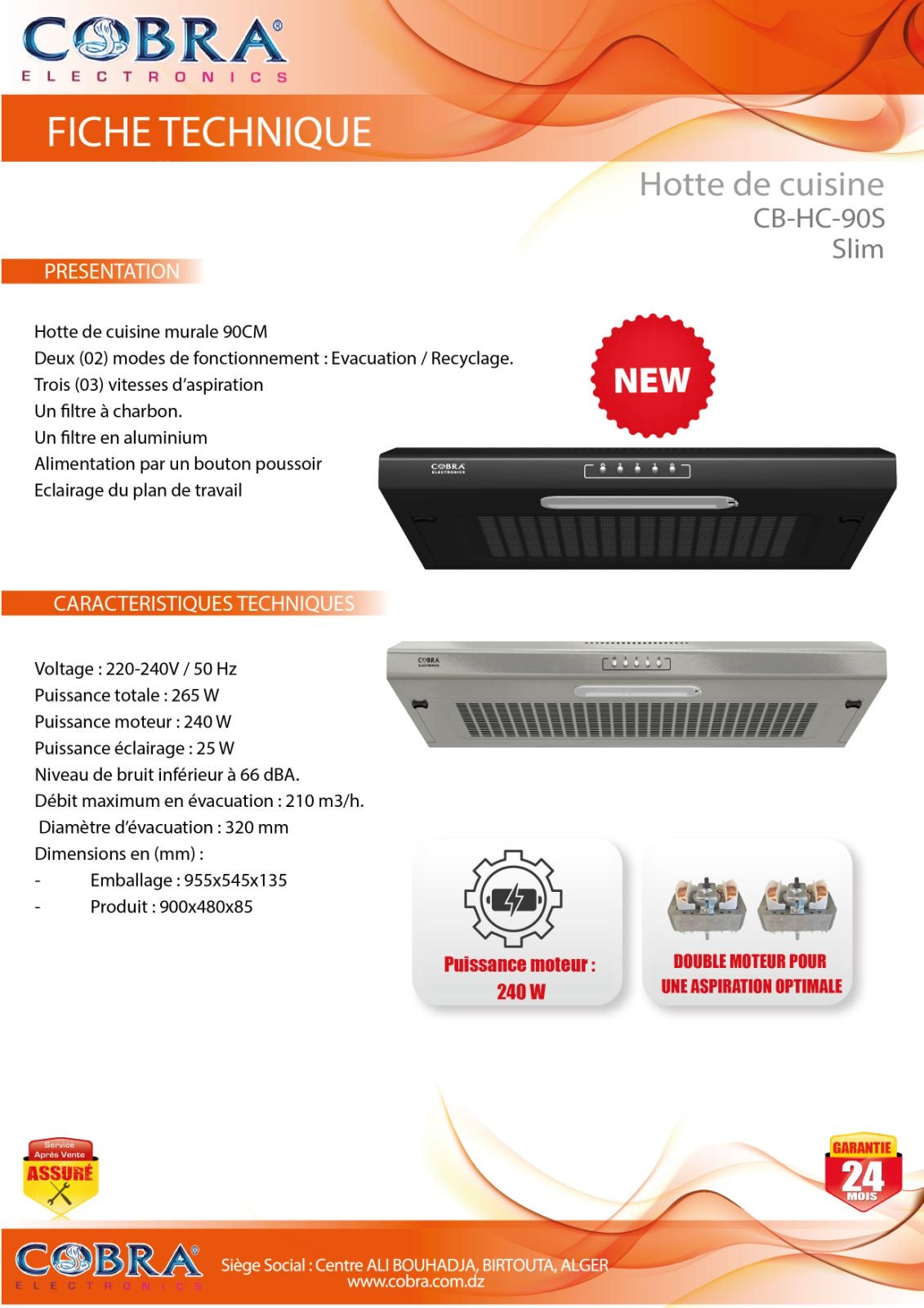 Hotte de cuisine SUPERSLIM 60 cm شفاط مطبخ سوبر سليم