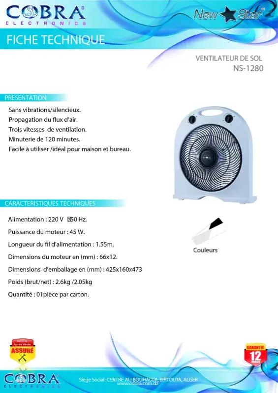 VENTILATEUR DE TABLE 1280