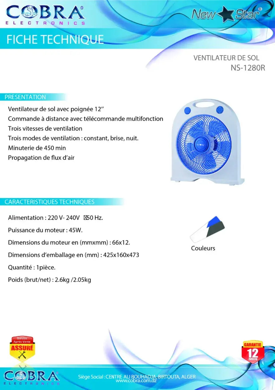 VENTILATEUR DE TABLE 1280