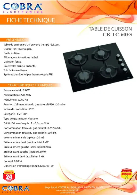 Table de cuisson 4F CERAMIQUE