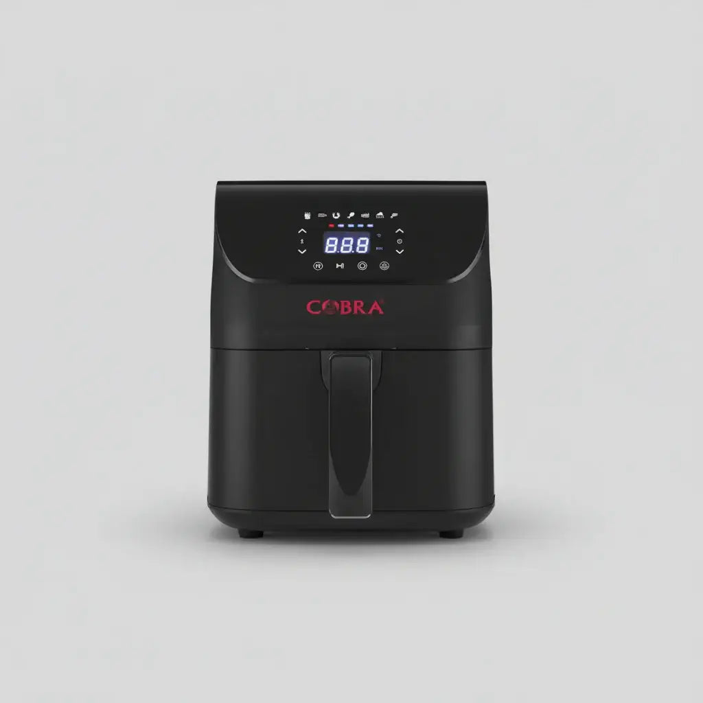 Air fryer 4 l cobra noir avec écran digital et boutons de contrôle pour une cuisson saine et rapide