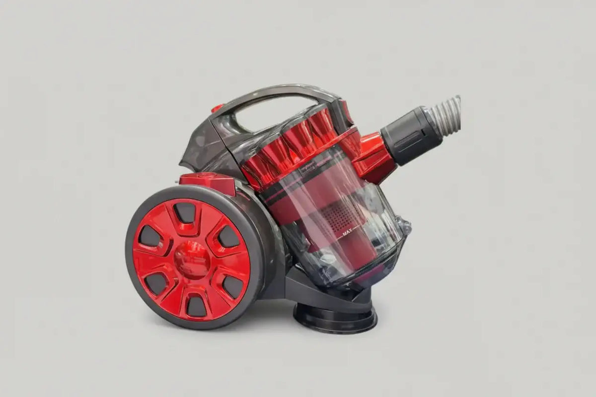 Aspirateur 1400 watt cyclone rouge et noir avec bac à poussière transparent pour un nettoyage efficace