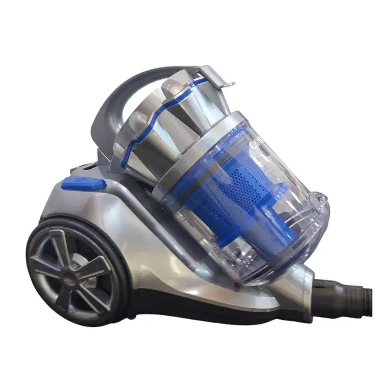 Aspirateur 1800 watt cobra c28 canister argent et bleu avec réservoir à poussière transparent