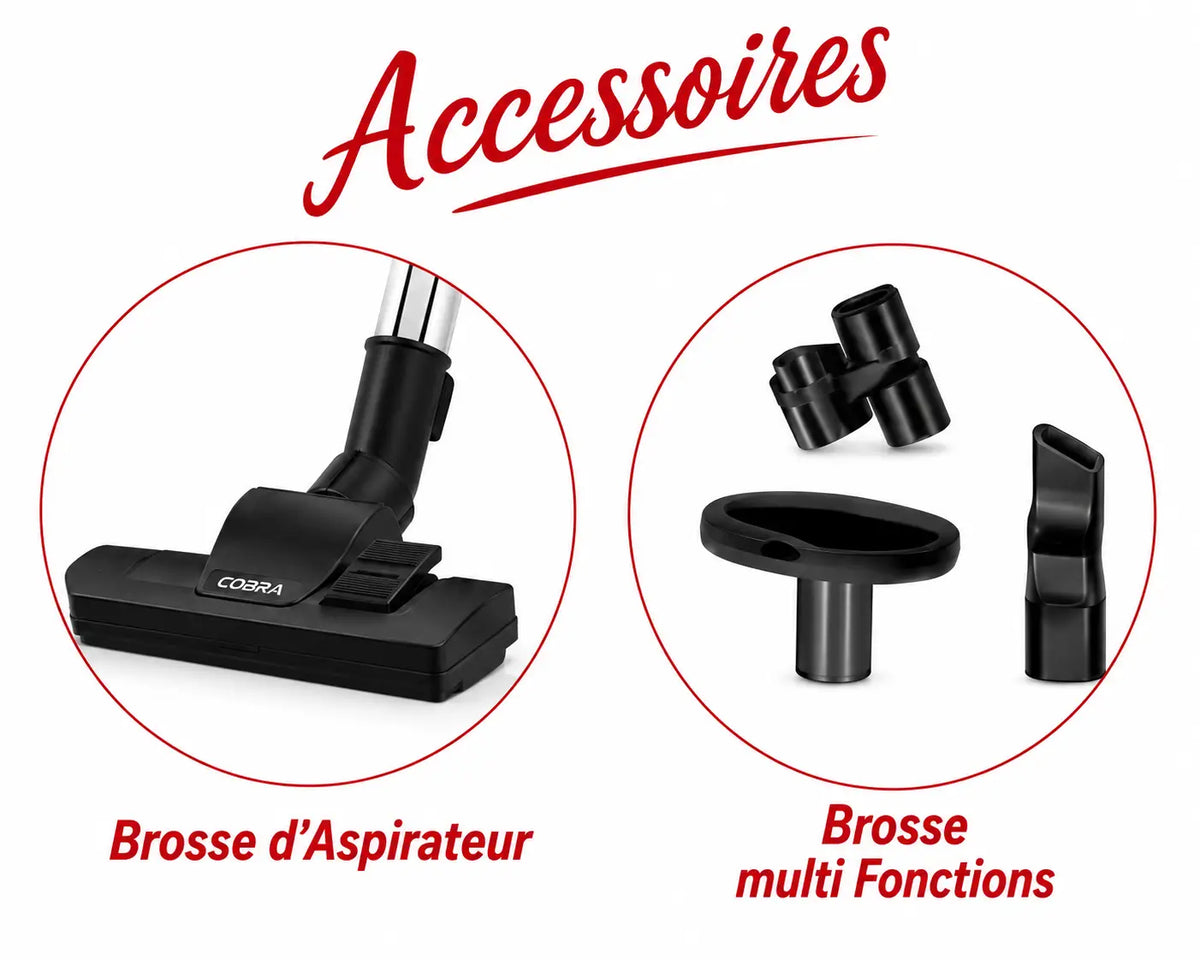 Attache sol en plastique noir pour aspirateur cobra 1800 watt vue arrière