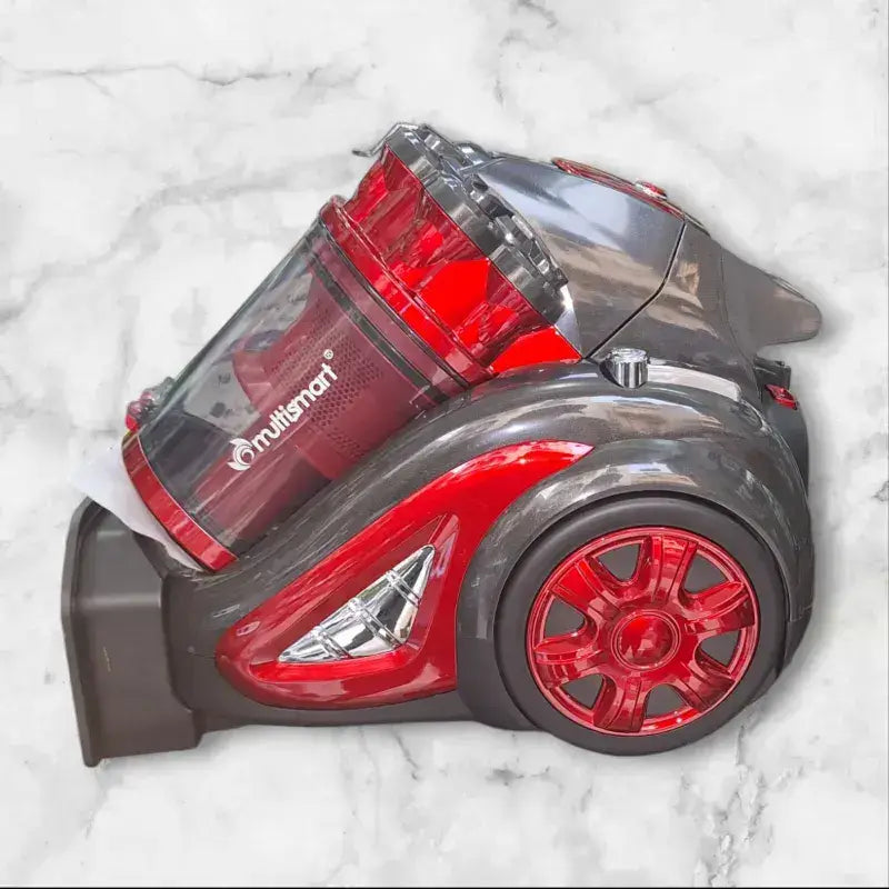 Aspirateur 2200 watt cyclone rouge et noir avec bac à poussière transparent multismart pour un nettoyage efficace