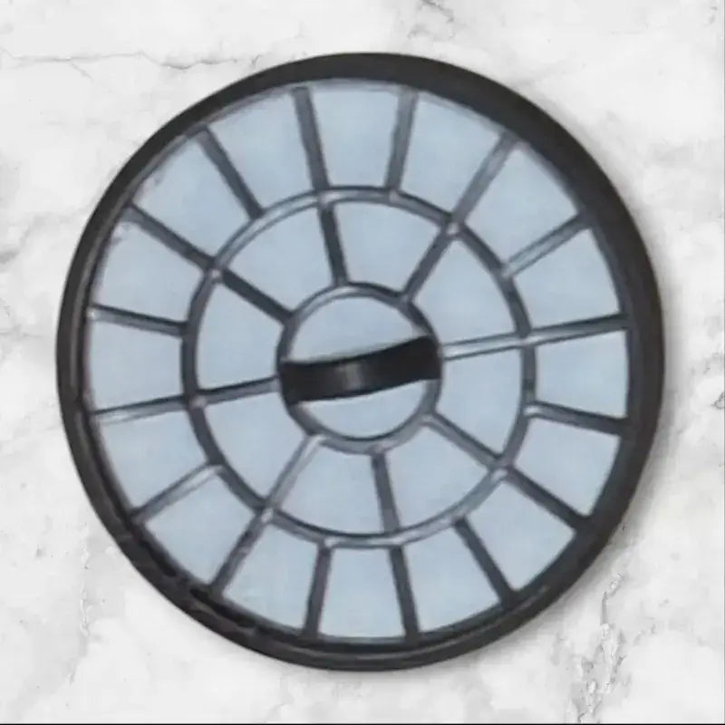 Filtre à air circulaire noir avec rayons radiaux et matière plissée translucide bleue pour aspirateur 2200 watt cyclone
