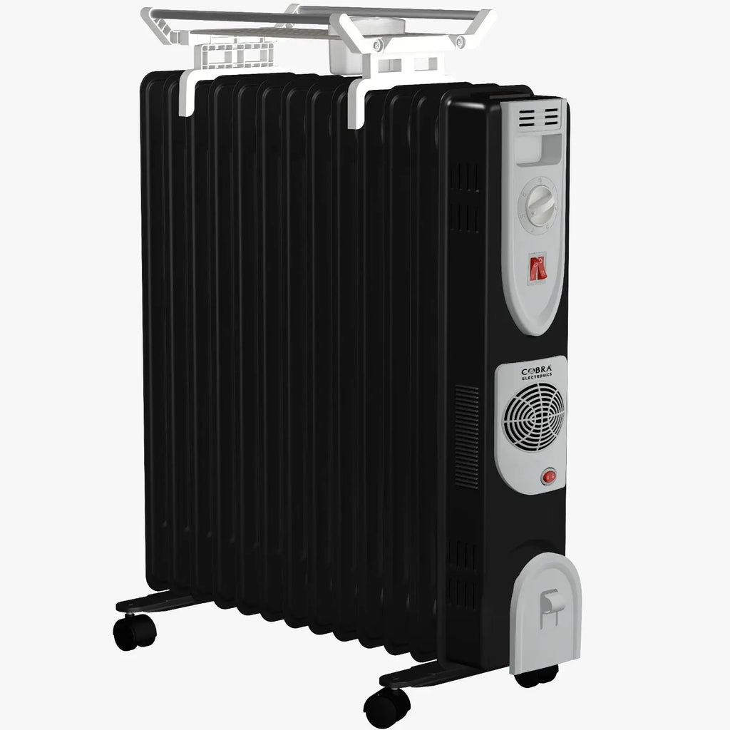 Radiateur électrique bain dhuile cobra noir et blanc avec design côtelé élégant modèle cb-bh-13e
