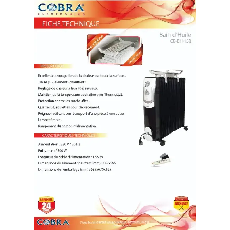 BAIN D’HUILE COBRA - 13 element VENTILE noir ou gris - Cobra