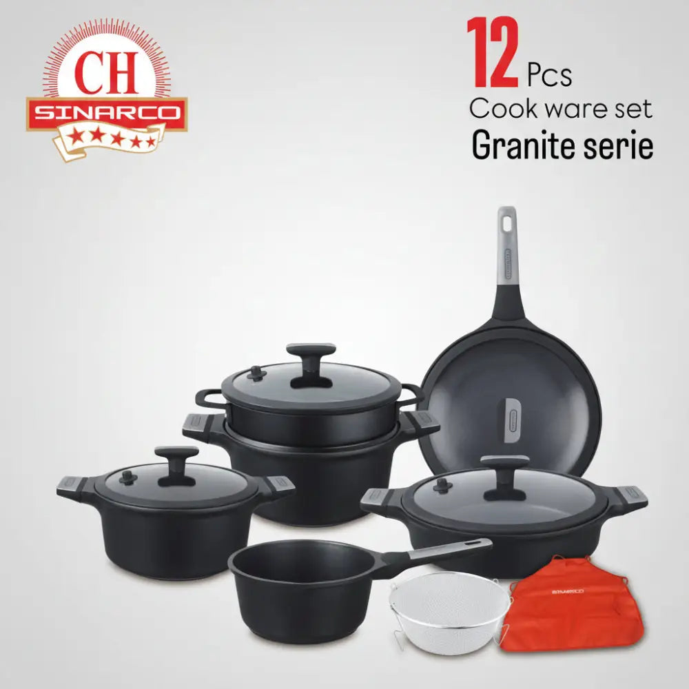 Batterie de cuisine SINARCO – Série Granite – 12 pièces - Ustensils de cuisine