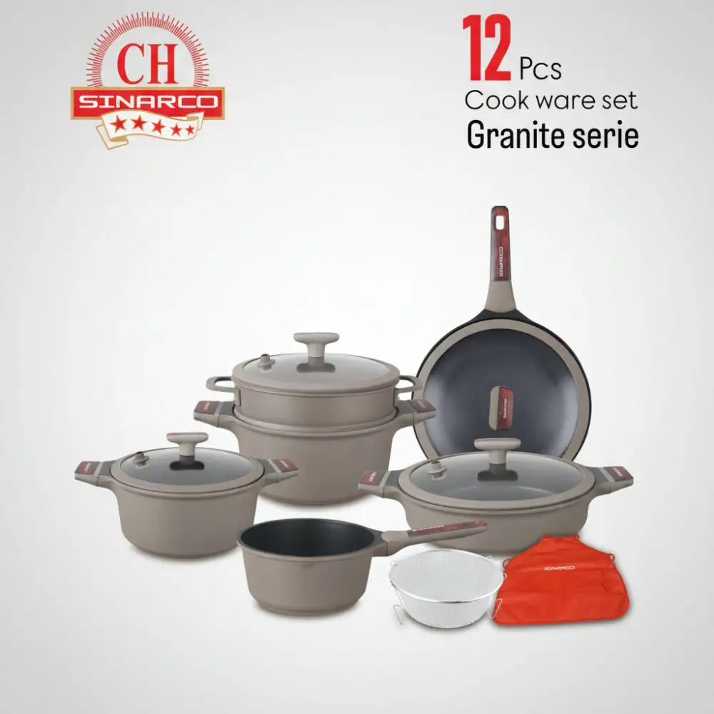 Batterie de cuisine SINARCO – Série Granite – 12 pièces - Ustensils de cuisine
