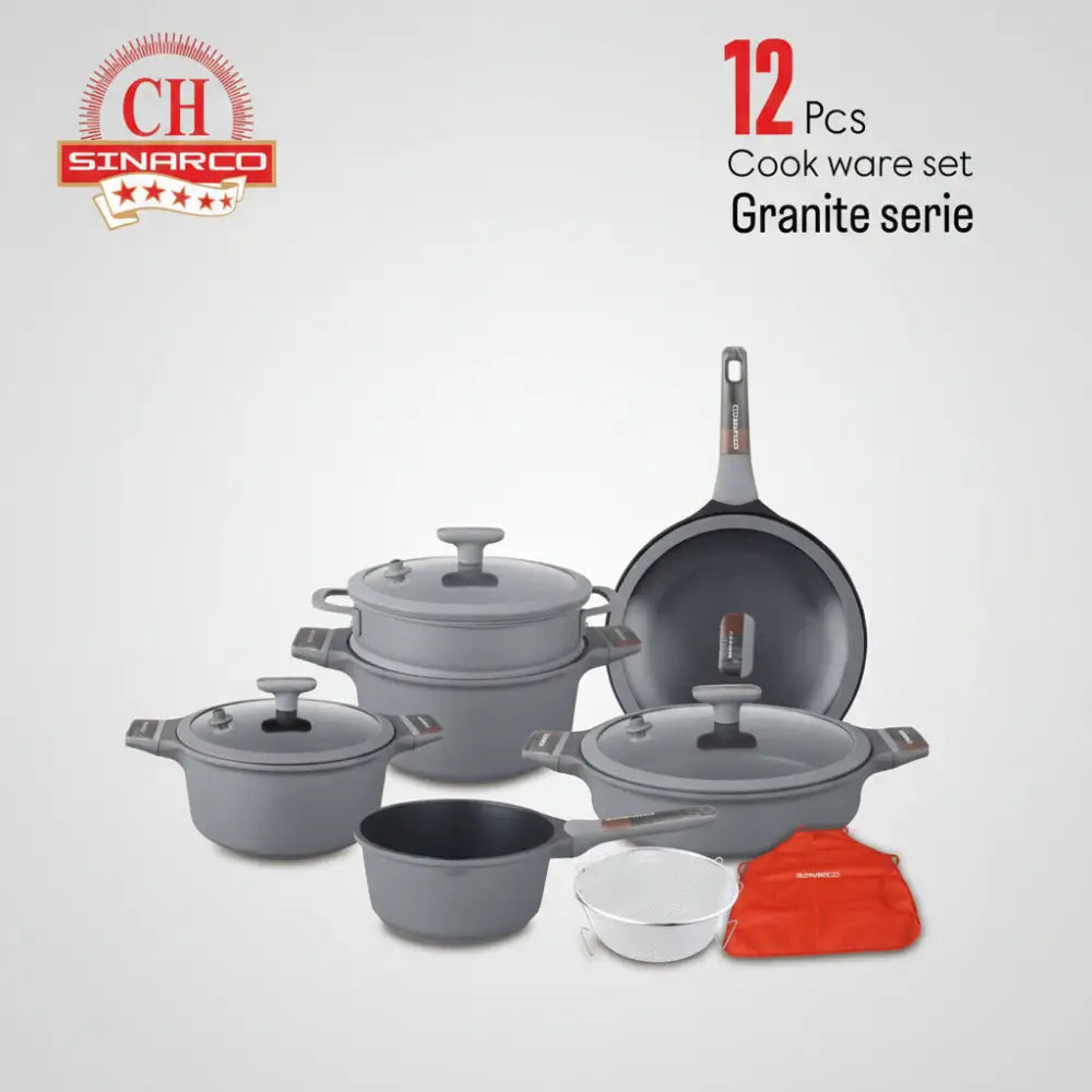 Batterie de cuisine SINARCO – Série Granite – 12 pièces - Ustensils de cuisine