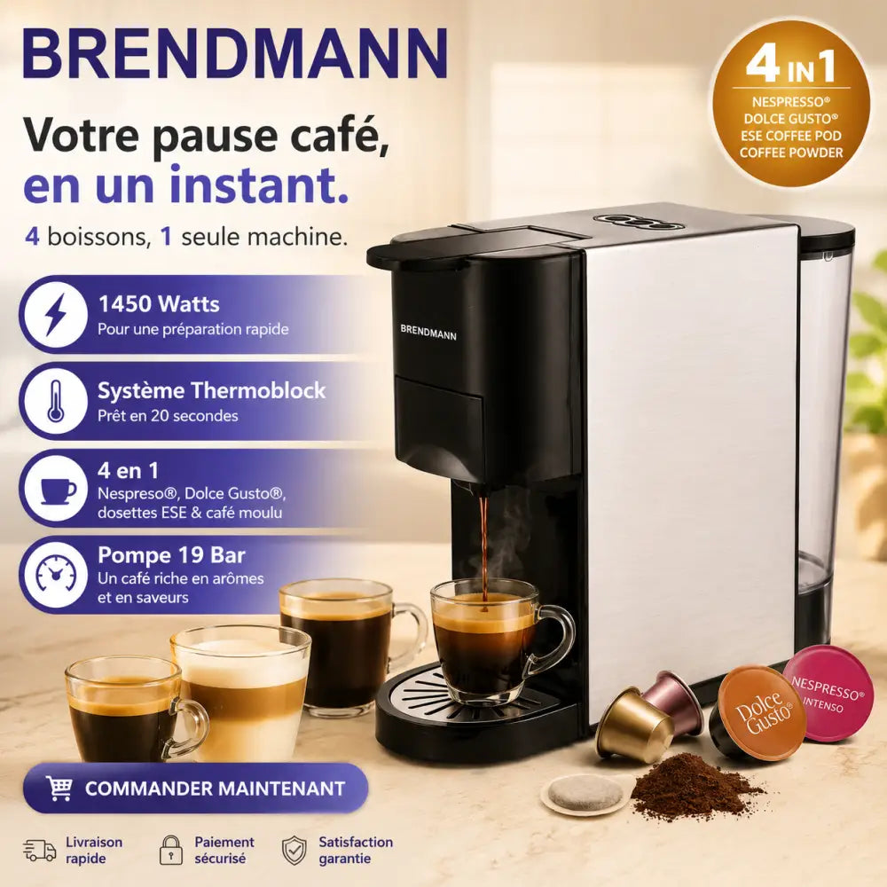 Cafetière BRENDMANN 4 en 1 ماكينة صنع القهوة 4 في 1 من بريندمان - BRENDMANN