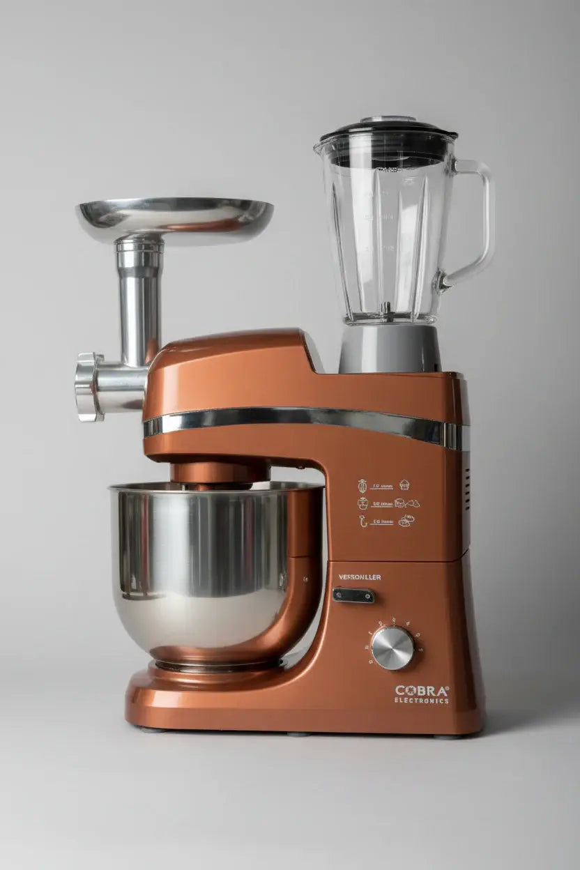 Mélangeur électronique cobra cuivre 6,5 litres avec bol en acier inoxydable et accessoires 5 en 1 2000 watts