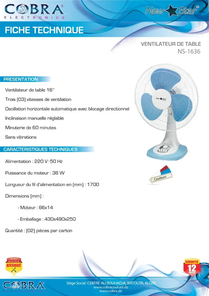 VENTILATEUR DE TABLE 1636