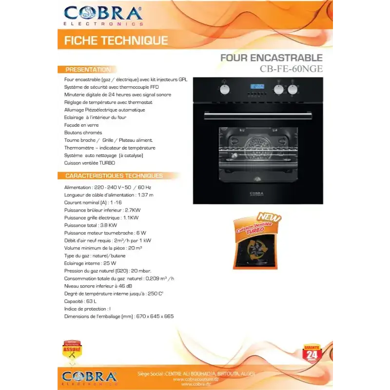 Four encastrable COBRA VENTILE ET CATALYSE - Cobra