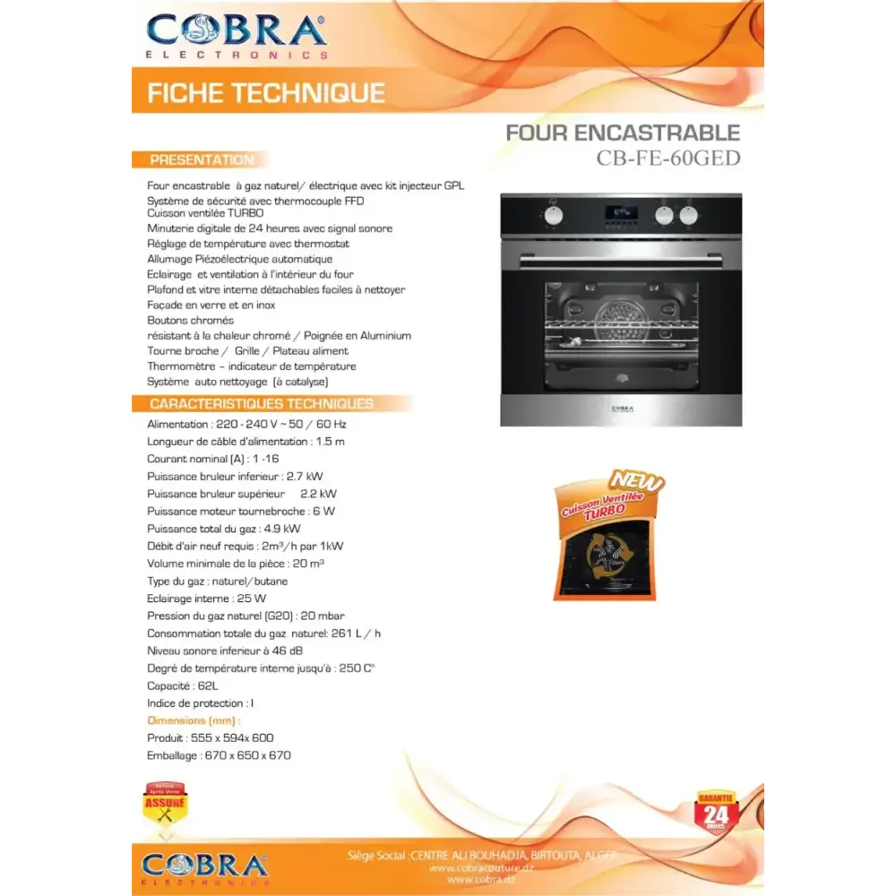 Four encastrable COBRA VENTILE ET CATALYSE - Cobra