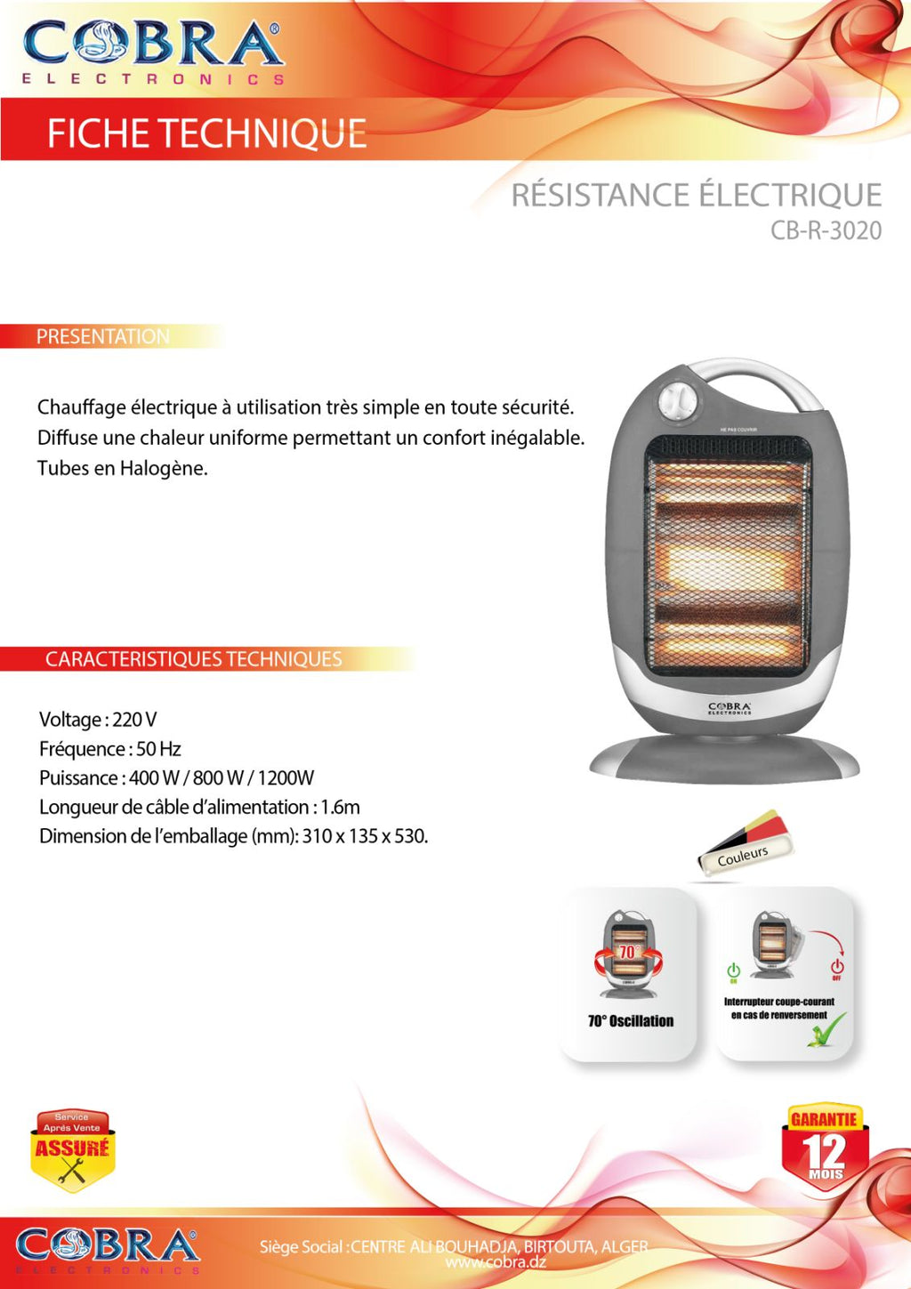 Chauffage electrique 3020