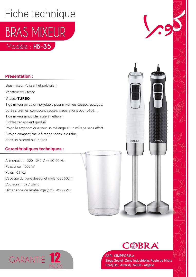 Bras mixeur avec tasses