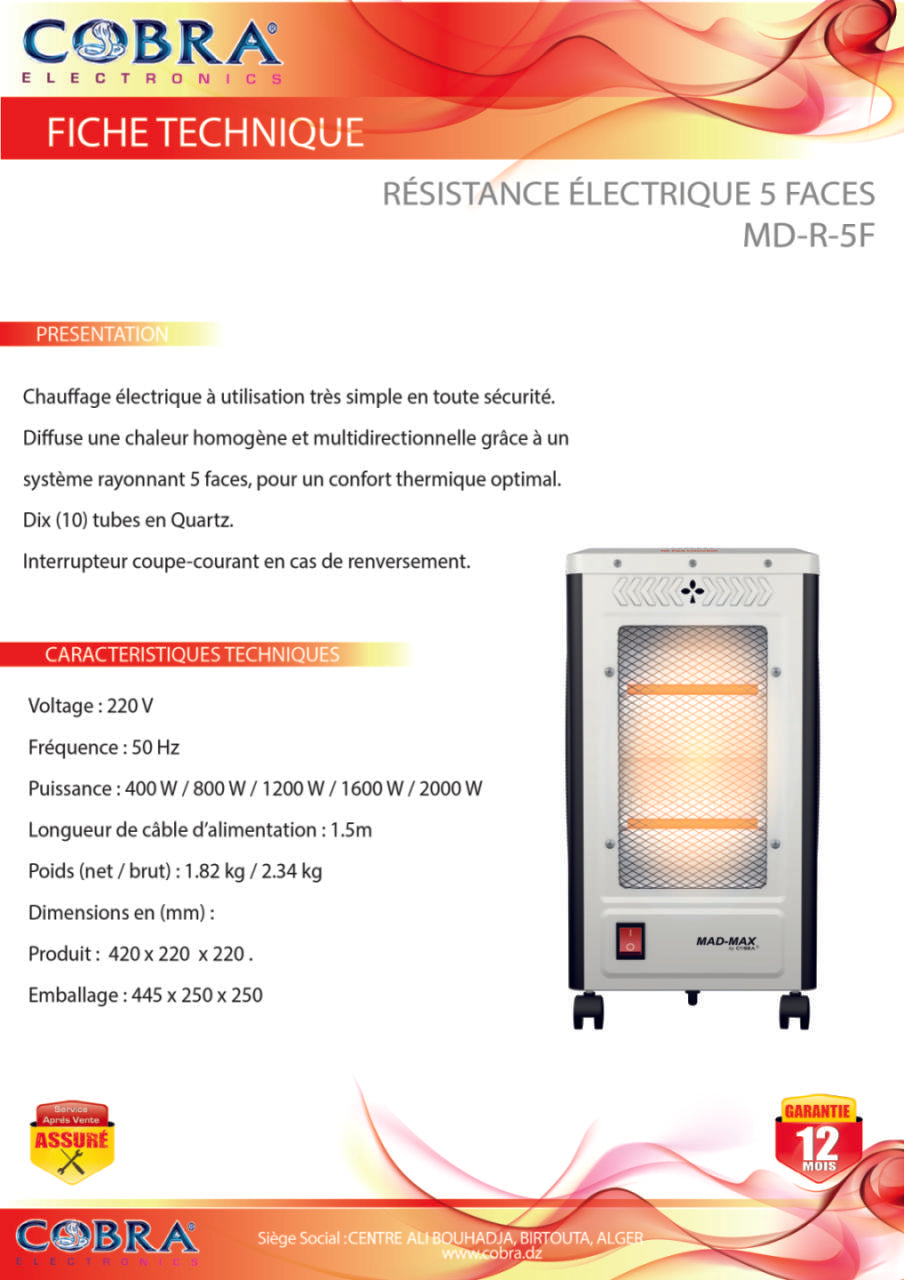 Resistance Electrique 5 FACES