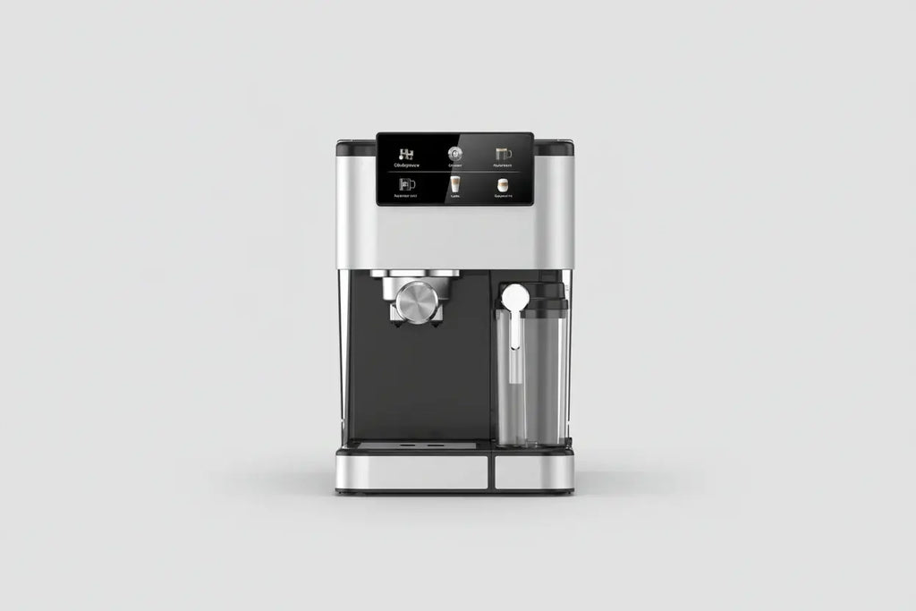Machine a café 700 cobra moderne en argent et noir avec écran digital pour préparer de lespresso facilement