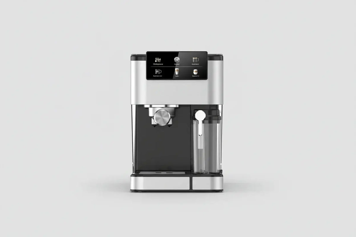 Machine a café 700 cobra moderne en argent et noir avec écran digital pour préparer de lespresso facilement