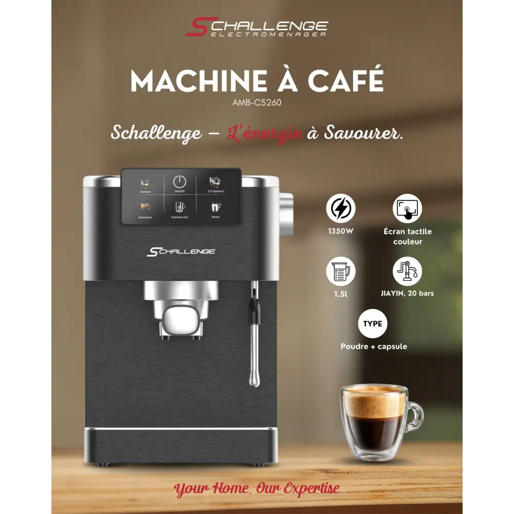 Machine à Café Espresso Vittoria – 20 Bars - Inox/ Noir - CAFETIERE