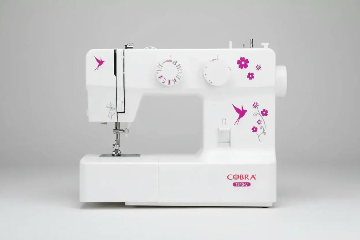 Machine à coudre 1340-v blanche avec décorations florales roses et oiseaux pour couture créative