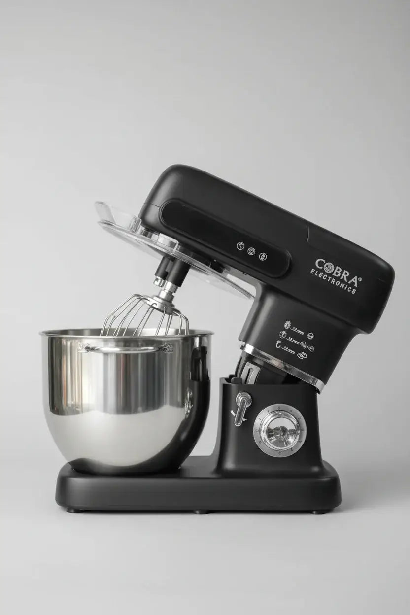 Pétrin black cobra 10 litres 2200 watt avec bol mélangeur inox et fouet métallique plus lampe de travail