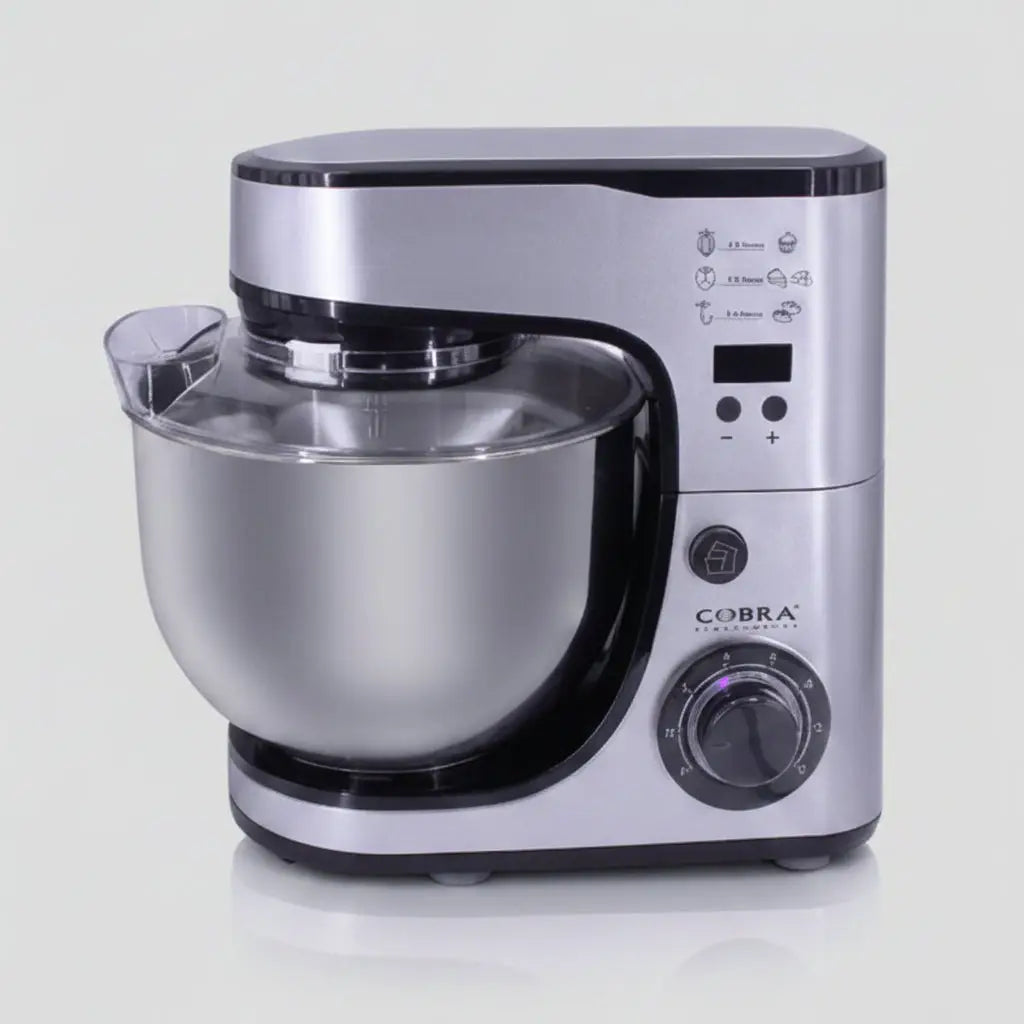 Silver et noir robot pâtissier cobra avec bol en acier inoxydable 5 litres 1000 watts pour pétrissage efficace