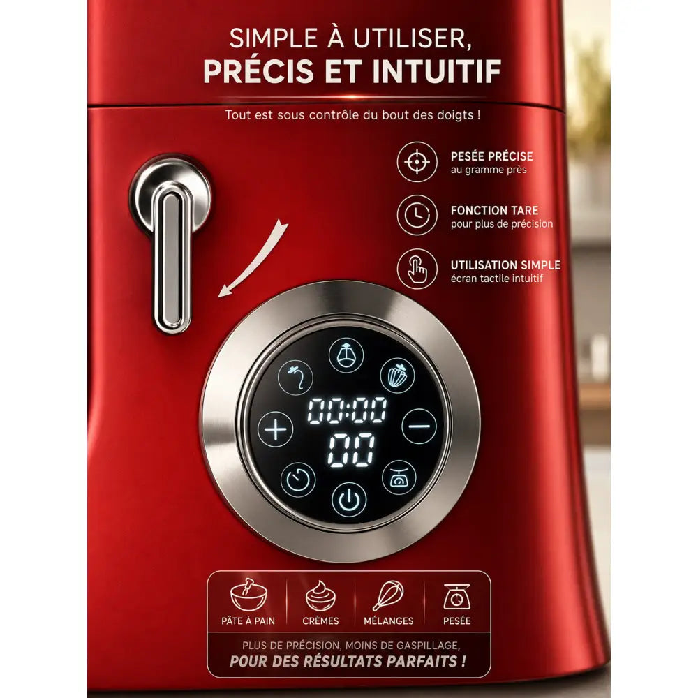 Pétrin Professionnel عجانة احترافية 2100واط مع ميزان مدمج، وعاء 8 لتر وتروس معدنية قوي - Cobra