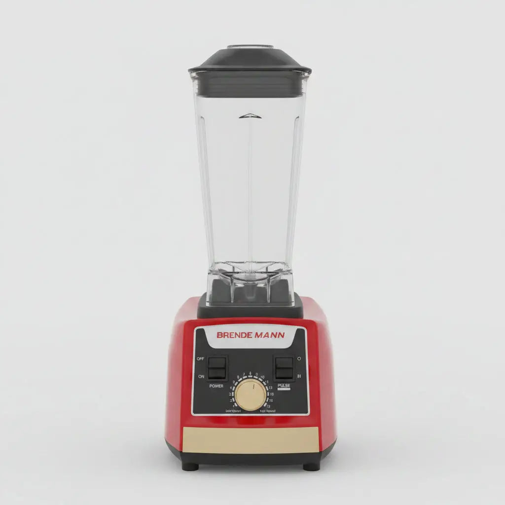 Blender professionnel br-401 rouge et beige avec pot en verre transparent et couvercle noir
