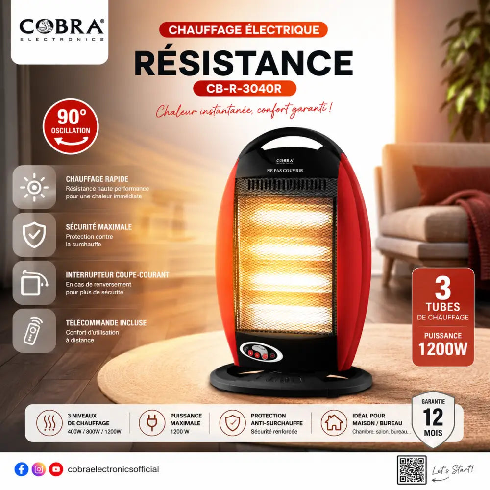 Résistance éléctrique avec télécommande CB-R-3040R - Cobra