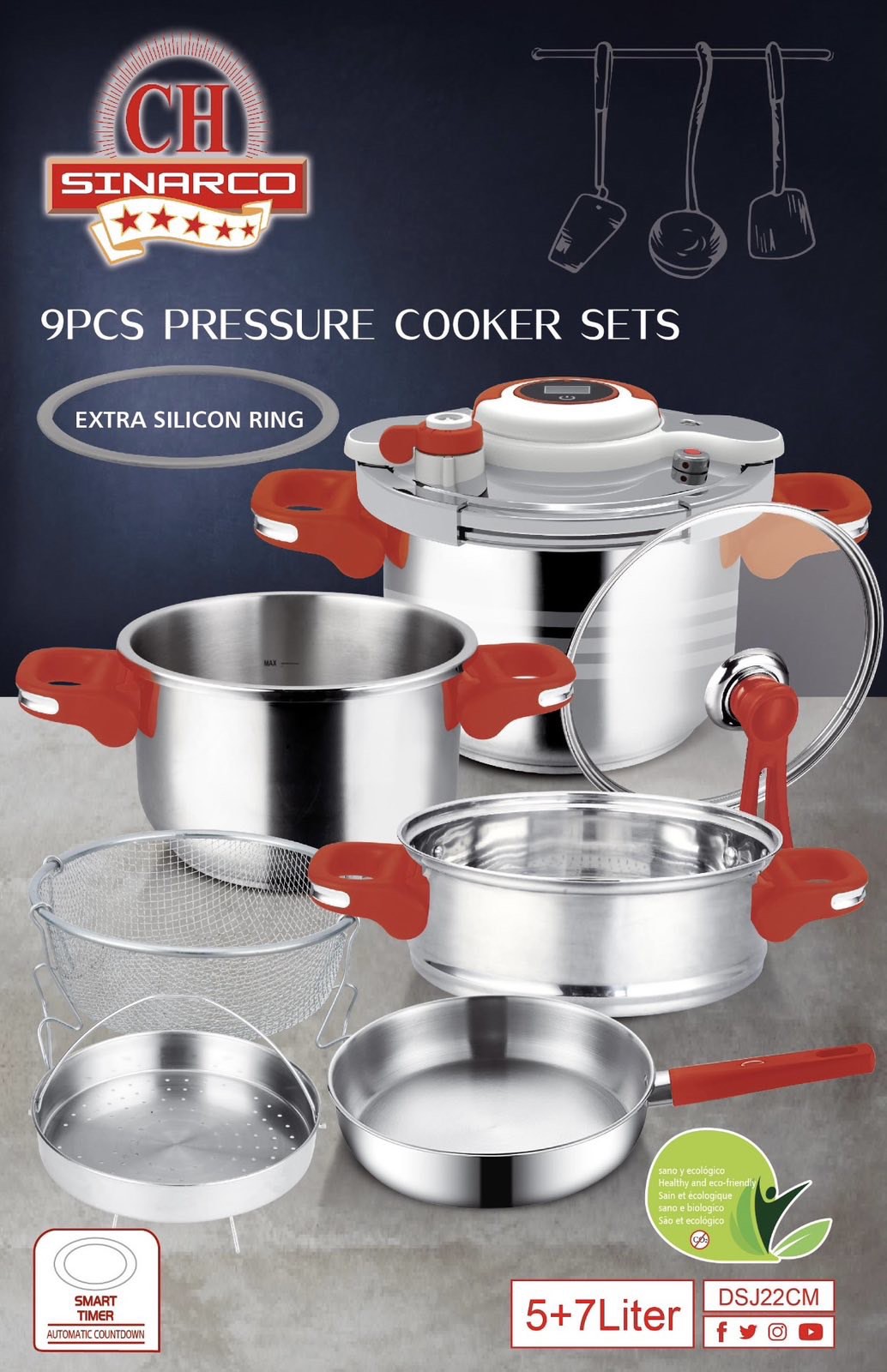 Autocuiseur SINARCO – Set 9 pièces (5L + 7L)