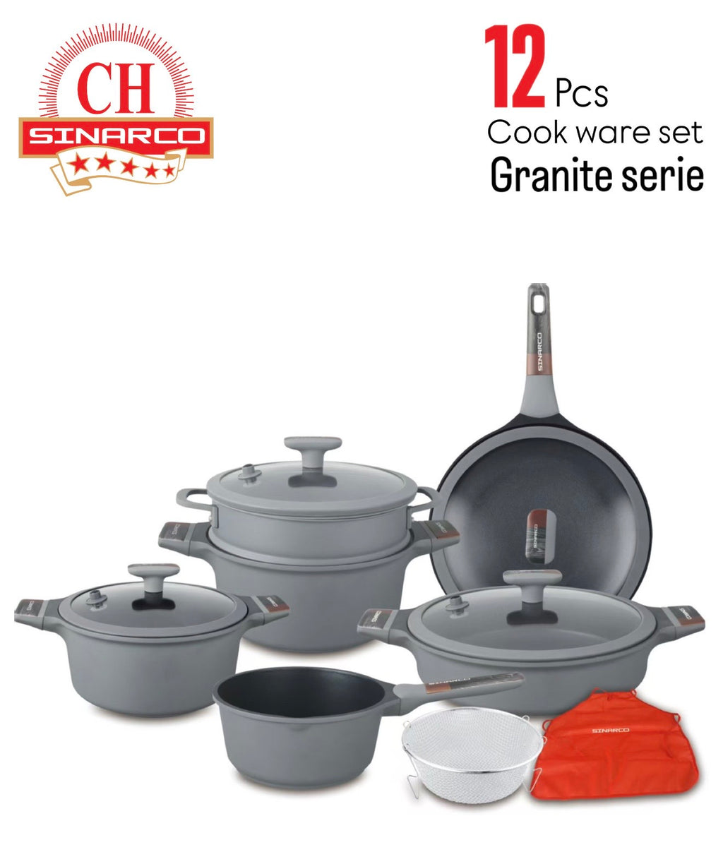 Batterie de cuisine SINARCO – Série Granite – 12 pièces