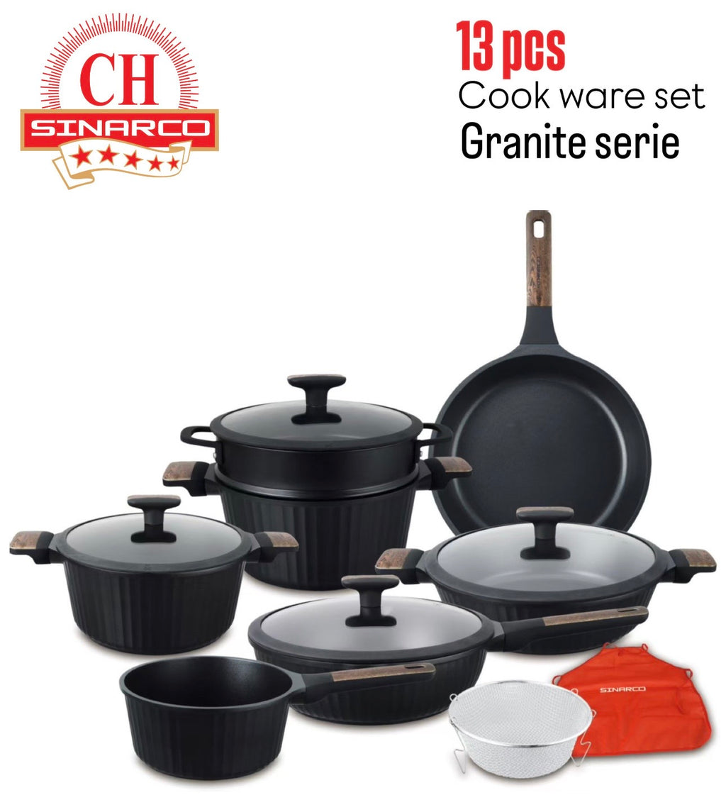 Batterie de cuisine SINARCO – Série Granite – 13 pièces