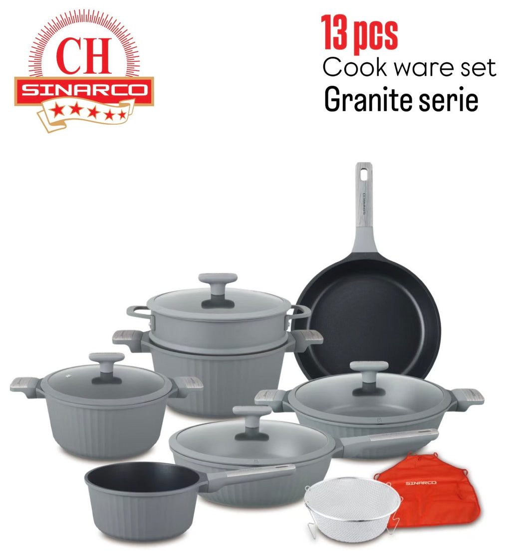 Batterie de cuisine SINARCO – Série Granite – 13 pièces