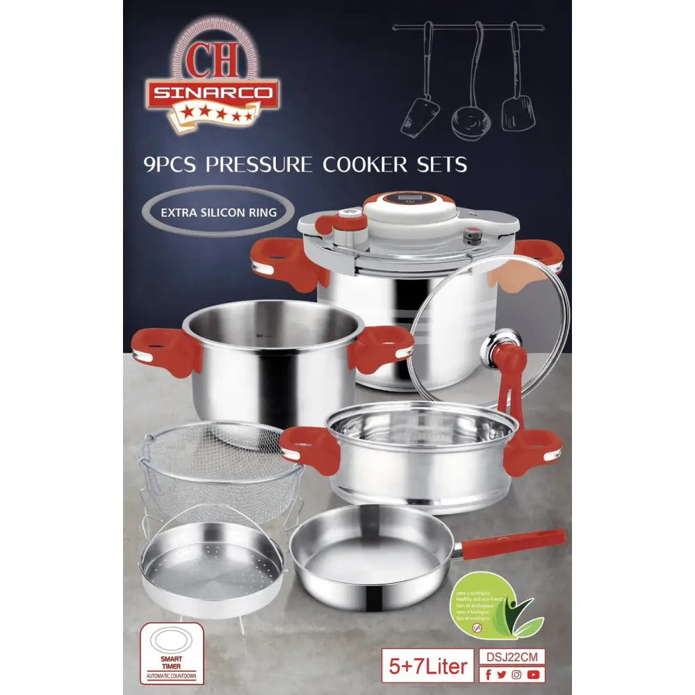 SINARCO – Set 9 pièces (5L + 7L) - Ustensils de cuisine