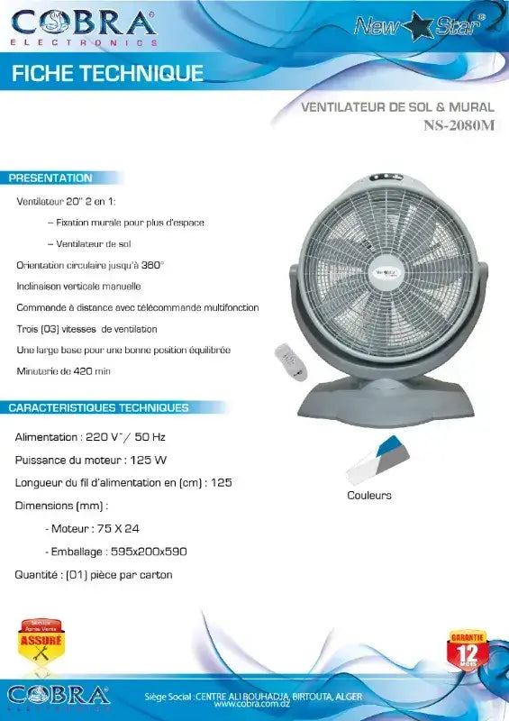 Ventilateur de sol en plastique gris avec grille circulaire et support réglable pour un refroidissement efficace