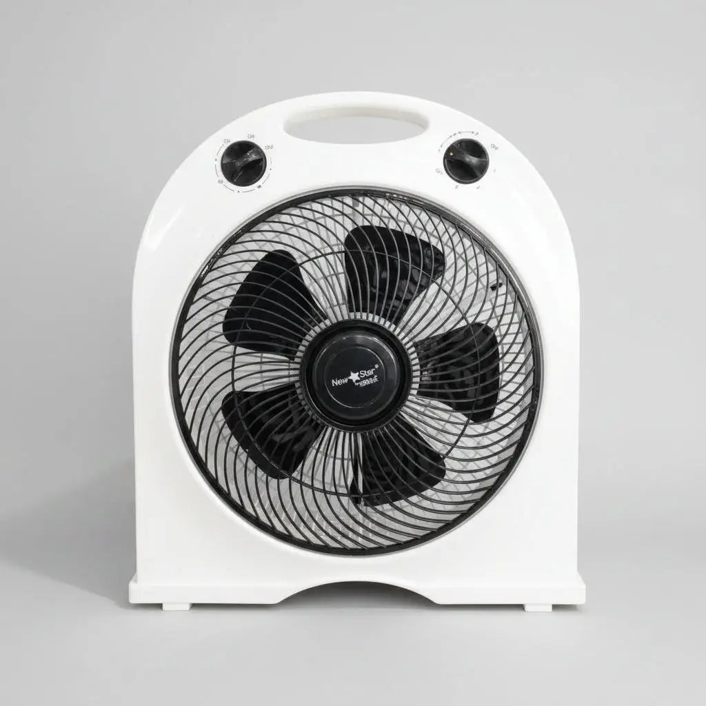 Ventilateur de table newstar 20 pouces blanc avec pales noires et boutons de contrôle noir modèle 1280