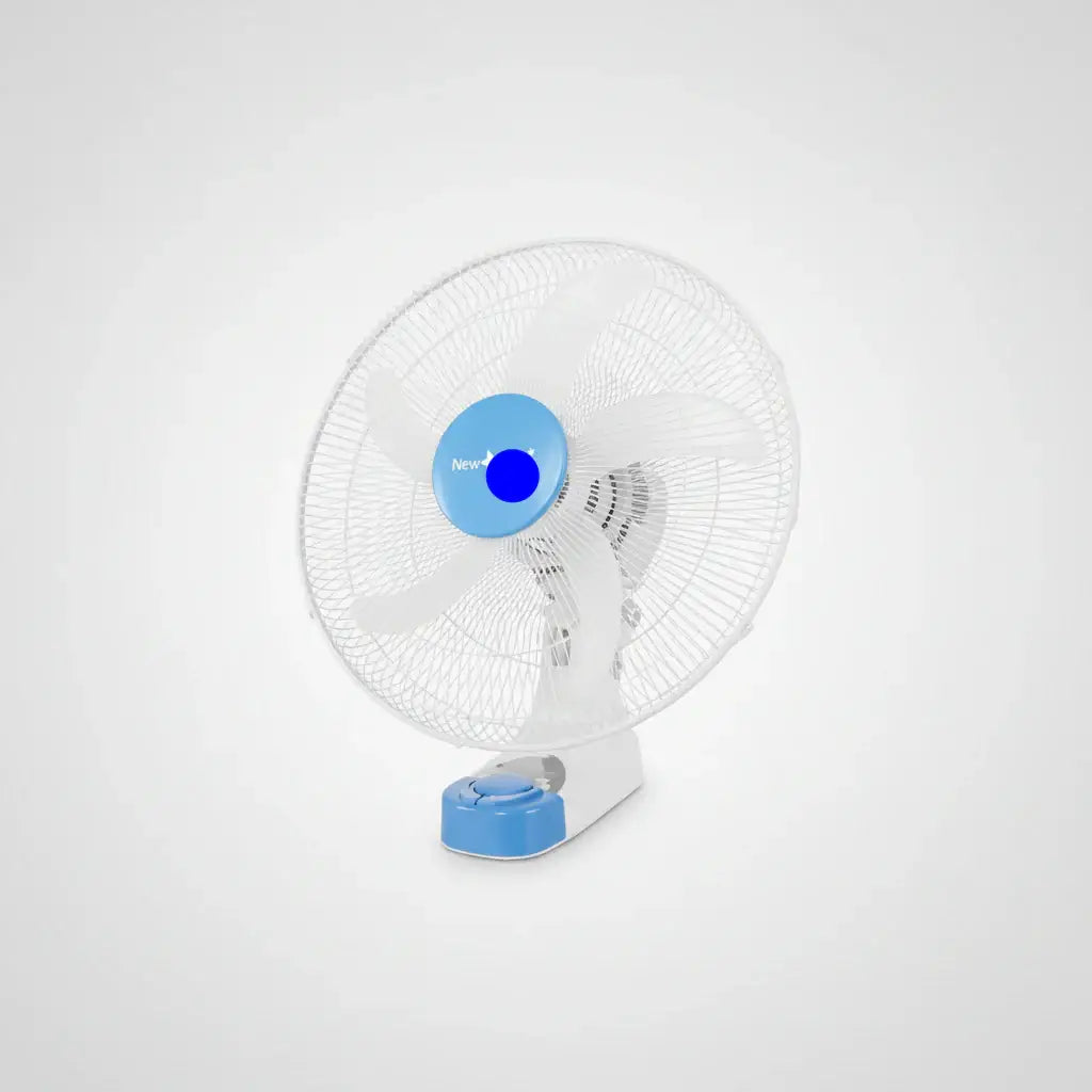 Ventilateur mural 18 pouces blanc et bleu avec grille circulaire pales en plastique et panneau de contrôle central