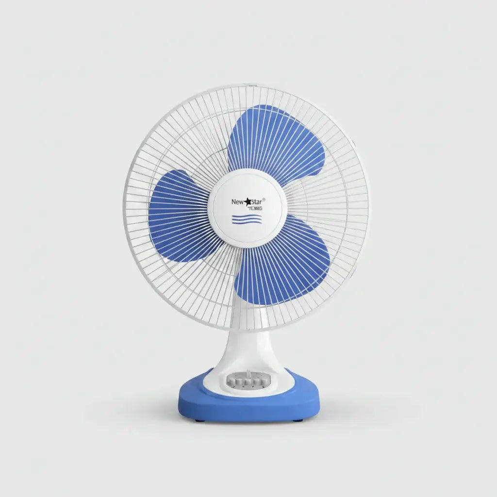 Ventilateur ns-1636 nouvelle étoile t602 bleu et blanc avec grille métallique circulaire pour rafraîchissement